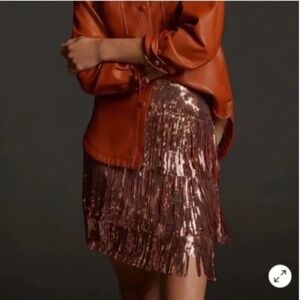 NWT Anthropologie Maeve Copper Sequin Skirt Sz 6